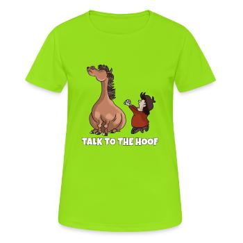 Funny Horse Design Parlez au cadeau sabot - T-shirt respirant Femme - vert néon - Devant - AI Model Female 172 dark (172cm)