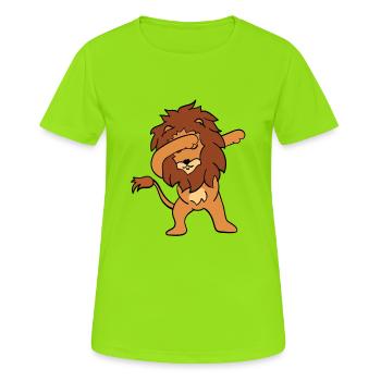 Lion tamponnant - T-shirt respirant Femme - vert néon - Devant - AI Model Female 172 dark (172cm)