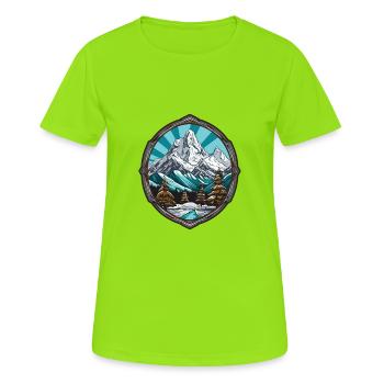 Alpen Ski Eisberge Berg - Frauen T-Shirt atmungsaktiv - Neongrün - Vorne - AI Model Female 172 dark (172cm)