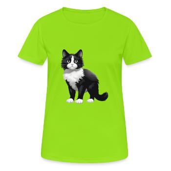 Chat mignon - T-shirt respirant Femme - vert néon - Devant - AI Model Female 172 dark (172cm)