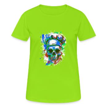 Chef Chef Crâne - T-shirt respirant Femme - vert néon - Devant - AI Model Female 172 dark (172cm)
