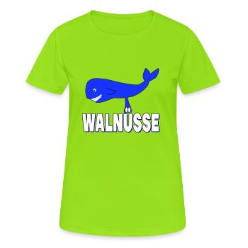 Walnüsse - Lustig Hoden Nüsse Wal Nuß Eier - Frauen T-Shirt atmungsaktiv - Neongrün - Vorne - AI Model Female 172 dark (172cm)