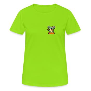 Koala Retro Pocket Design isst mit Stäbchen - Frauen T-Shirt atmungsaktiv - Neongrün - Vorne - AI Model Female 172 dark (172cm)