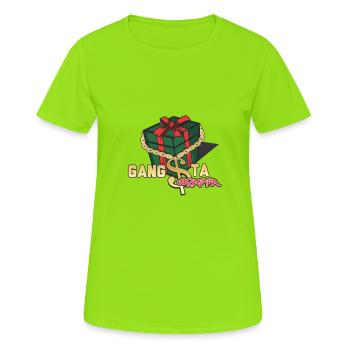 Gangsta wrappa Gangster Rap Christmas Geschenk - Frauen T-Shirt atmungsaktiv - Neongrün - Vorne - AI Model Female 172 dark (172cm)