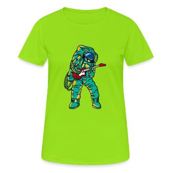 Spaceman jouant guitare drôle Rock Cartoon Cool - T-shirt respirant Femme - vert néon - Devant - AI Model Female 172 dark (172cm)