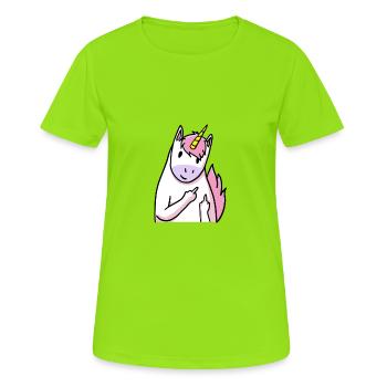 médius / impertinente Einhorn / cadeaux - T-shirt respirant Femme - vert néon - Devant - AI Model Female 172 dark (172cm)