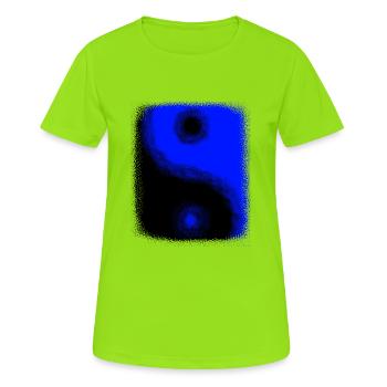 Yin Yang Noir Bleu Lumière et Sombre Balance Pun - T-shirt respirant Femme - vert néon - Devant - AI Model Female 172 dark (172cm)