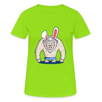 BigFoot Sasquatch De Pâques Lapin cadeau T-shirt - T-shirt respirant Femme - vert néon - Devant - AI Model Female 172 dark (172cm)
