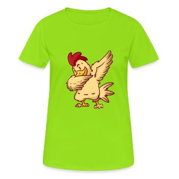DAB poulet - poulet - poulet - coq - danse - T-shirt respirant Femme - vert néon - Devant - AI Model Female 172 dark (172cm)