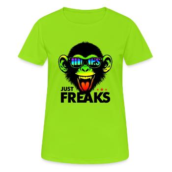 Just Freaks Monkey Affe Sport Team - Just Freaks ® - Frauen T-Shirt atmungsaktiv - Neongrün - Vorne - AI Model Female 172 dark (172cm)