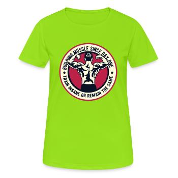 Muskelaufbau Fitness Lifestyle Sport Bodybuilder - Frauen T-Shirt atmungsaktiv - Neongrün - Vorne - AI Model Female 172 dark (172cm)