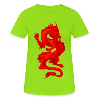 Dragon brillant - T-shirt respirant Femme - vert néon - Devant - AI Model Female 172 dark (172cm)