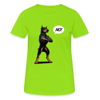 Pas de Doberman Doberman Propriétaire Doberman Holder - T-shirt respirant Femme - vert néon - Devant - AI Model Female 172 dark (172cm)
