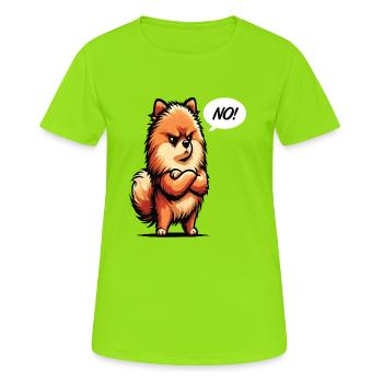Pas de Spitz nain de Poméranie Spitz Nain Porte-Spitz - T-shirt respirant Femme - vert néon - Devant - AI Model Female 172 dark (172cm)