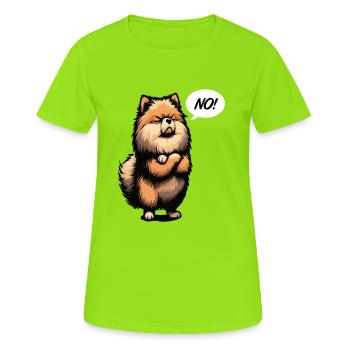 Pas de Spitz nain de Poméranie Spitz Nain Porte-Spitz - T-shirt respirant Femme - vert néon - Devant - AI Model Female 172 dark (172cm)