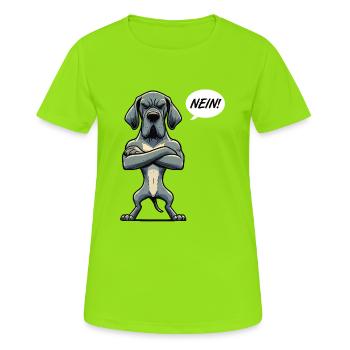 Nein Deutsche Dogge Doggen Doggenbesitzer - Frauen T-Shirt atmungsaktiv - Neongrün - Vorne - AI Model Female 172 dark (172cm)
