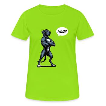 Nein Deutsche Dogge Doggen Doggenbesitzer - Frauen T-Shirt atmungsaktiv - Neongrün - Vorne - AI Model Female 172 dark (172cm)