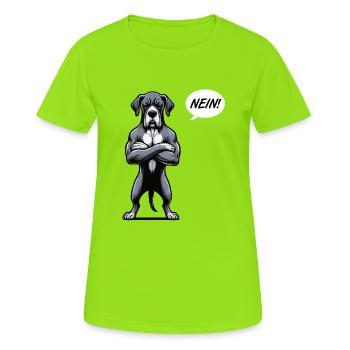 Nein Deutsche Dogge Doggen Doggenbesitzer - Frauen T-Shirt atmungsaktiv - Neongrün - Vorne - AI Model Female 172 dark (172cm)