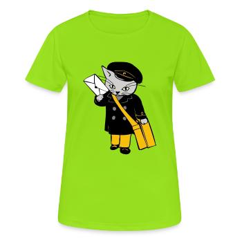 post cat dhl german post postmen cat letter - Women's Breathable T-Shirt - neon green - Front - AI Model Female 172 dark (172cm)