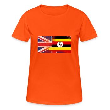 British Uganda Half Uganda Half UK Flag - Women's Breathable T-Shirt - neon orange - Front - AI Model Female 172 dark (172cm)