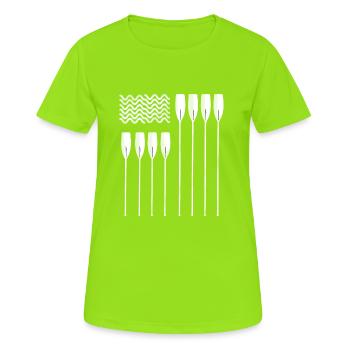 us rowing skulls oars rowing boat team sport eighth - Women's Breathable T-Shirt - neon green - Front - AI Model Female 172 dark (172cm)