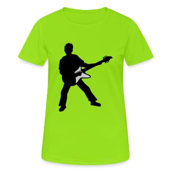 Party Gitarrist Elektrogitarre spielen - Frauen T-Shirt atmungsaktiv - Neongrün - Vorne - AI Model Female 172 dark (172cm)
