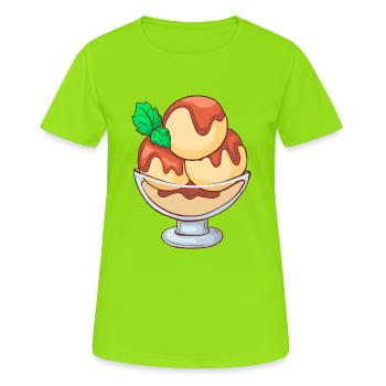 Crème glacée, crème glacée, crème glacée, crème glacée, boule, crème glacée, sundae - T-shirt respirant Femme - vert néon - Devant - AI Model Female 172 dark (172cm)