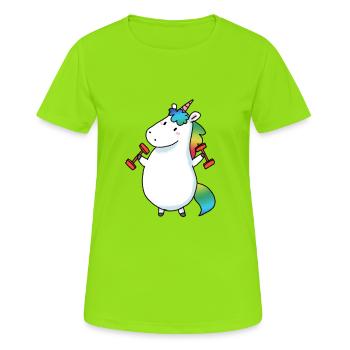 Thick unicorn shirt - Women's Breathable T-Shirt - neon green - Front - AI Model Female 172 dark (172cm)