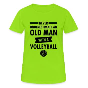 Old Man - Volleyball - Frauen T-Shirt atmungsaktiv - Neongrün - Vorne - AI Model Female 172 dark (172cm)