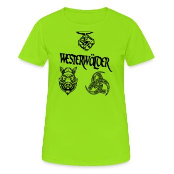 Westerwälder - Frauen T-Shirt atmungsaktiv - Neongrün - Vorne - AI Model Female 172 dark (172cm)