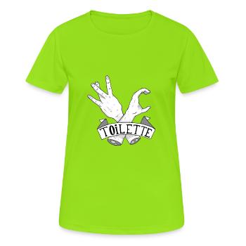 Traduction Approximative #3 - T-shirt respirant Femme - vert néon - Devant - AI Model Female 172 dark (172cm)