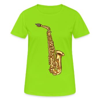 Saxophone saxophone - T-shirt respirant Femme - vert néon - Devant - AI Model Female 172 dark (172cm)
