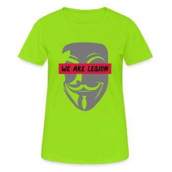anonymous_we_are_legion_002 - Frauen T-Shirt atmungsaktiv - Neongrün - Vorne - AI Model Female 172 dark (172cm)