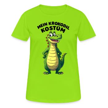Krokodil Kostüm Fasching Karneval - Frauen T-Shirt atmungsaktiv - Neongrün - Vorne - AI Model Female 172 dark (172cm)
