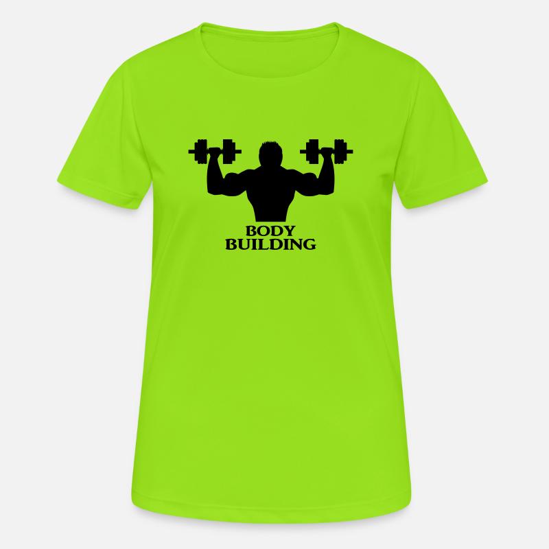 Bodybuilder with dumbbells - Women's Breathable T-Shirt - neon green