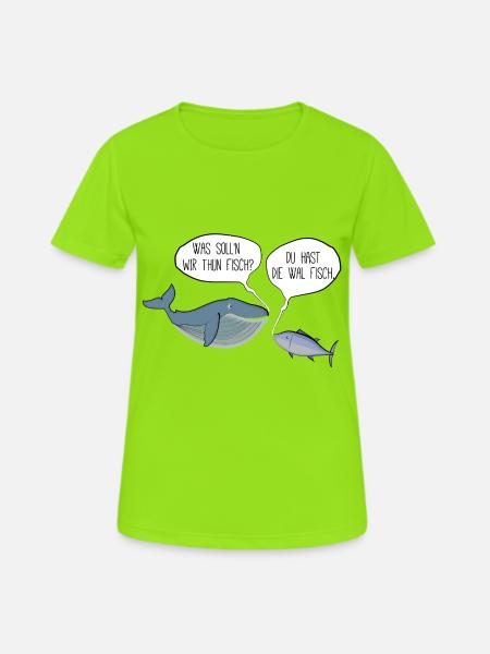 Thunfisch und Walfisch - Frauen T-Shirt atmungsaktiv - Neongrün