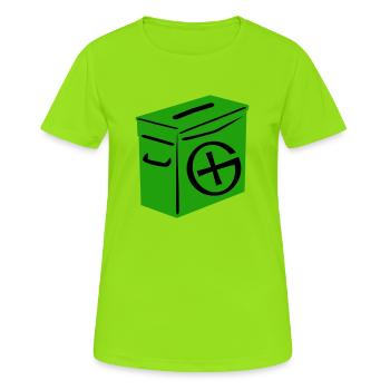 Geocaching: Ammo Can - Frauen T-Shirt atmungsaktiv - Neongrün - Vorne - AI Model Female 172 dark (172cm)