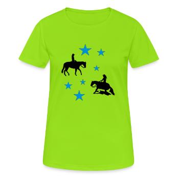 Plaisir & Reining étoiles - T-shirt respirant Femme - vert néon - Devant - AI Model Female 172 dark (172cm)