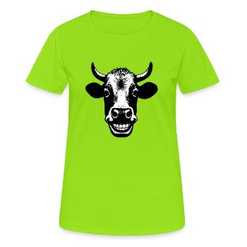 Grinning Cow - Women's Breathable T-Shirt - neon green - Front - AI Model Female 172 dark (172cm)