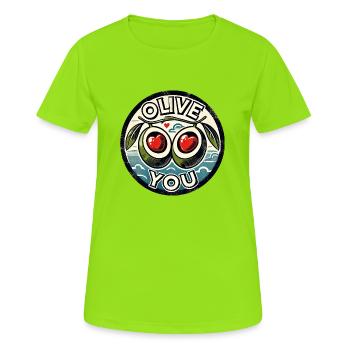 Olive You - T-shirt respirant Femme - vert néon - Devant - AI Model Female 172 dark (172cm)