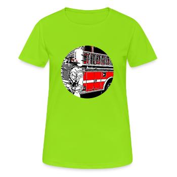 fire Department - Women's Breathable T-Shirt - neon green - Front - AI Model Female 172 dark (172cm)