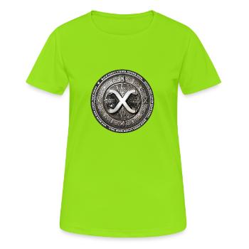 x coin - Frauen T-Shirt atmungsaktiv - Neongrün - Vorne - AI Model Female 172 dark (172cm)