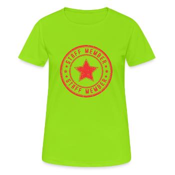 Staff Mitglied - Frauen T-Shirt atmungsaktiv - Neongrün - Vorne - AI Model Female 172 dark (172cm)