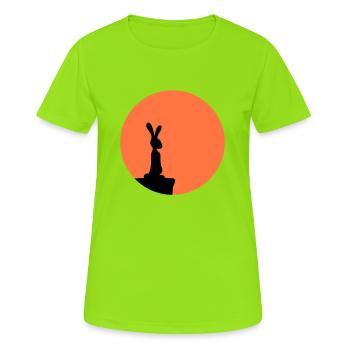 Lapin Lune Falaise Montagne Nuit Ronde Soleil Peeps Stands - T-shirt respirant Femme - vert néon - Devant - AI Model Female 172 dark (172cm)