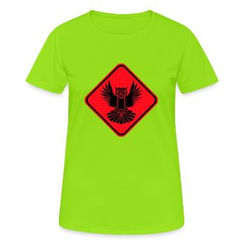 hibou Avertissement Zone de danger Panneau Note Attention - T-shirt respirant Femme - vert néon - Devant - AI Model Female 172 dark (172cm)