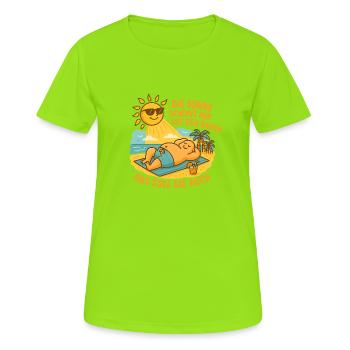 Die Sonne scheint mir auf den Bauch - Frauen T-Shirt atmungsaktiv - Neongrün - Vorne - AI Model Female 172 dark (172cm)