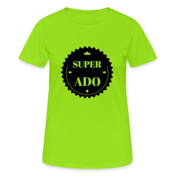 adolescent / enfant / ado / adolescente - T-shirt respirant Femme - vert néon - Devant - AI Model Female 172 dark (172cm)