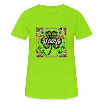 Irlandais rétro - T-shirt respirant Femme - vert néon - Devant - AI Model Female 172 dark (172cm)