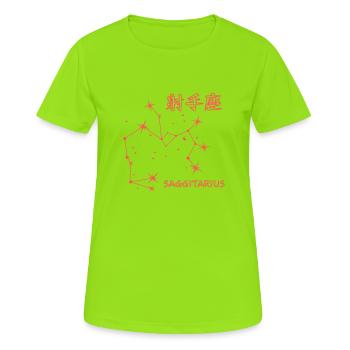 Signe du zodiaque du Sagittaire Constellation et signe Saggitarius - T-shirt respirant Femme - vert néon - Devant - AI Model Female 172 dark (172cm)
