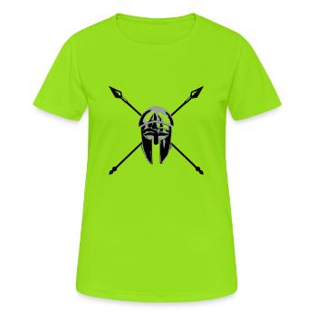 spartan-helmet-spears - Women's Breathable T-Shirt - neon green - Front - AI Model Female 172 dark (172cm)